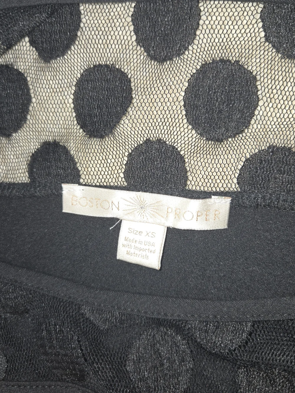 Boston Proper Black Polka Dot Mesh Top XS - Picture 4 of 5